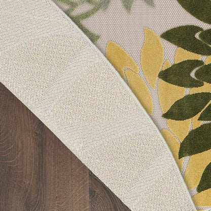 8' Ivory Green And Yellow Round Floral Indoor Outdoor Area Rug HomeRoots