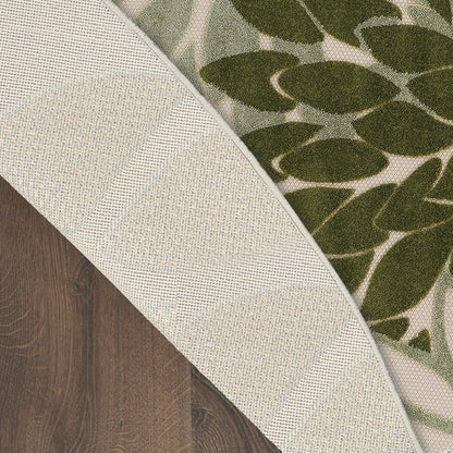 8' Ivory And Green Round Floral Indoor Outdoor Area Rug HomeRoots