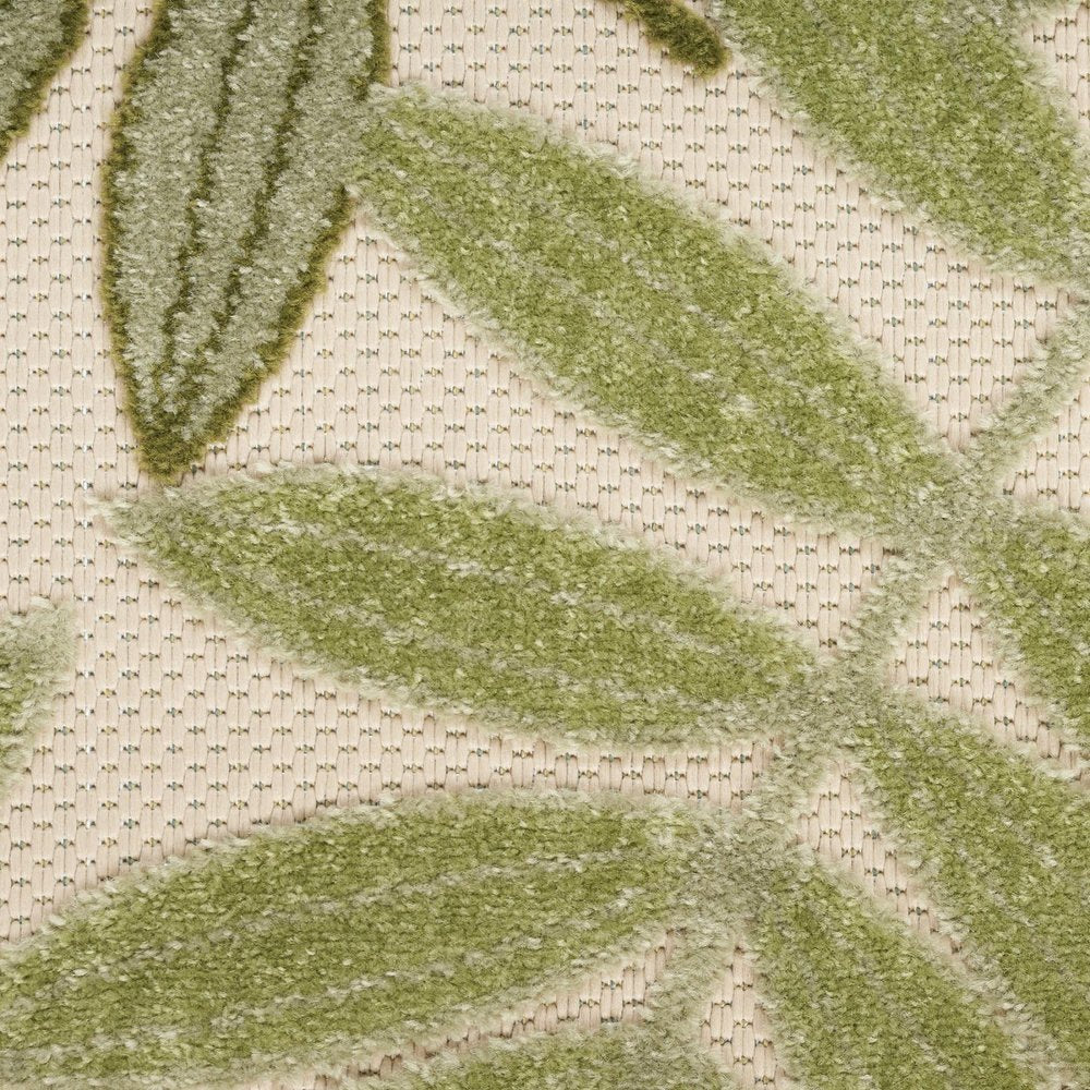 8' Ivory And Green Round Palm Leaf Indoor Outdoor Area Rug HomeRoots