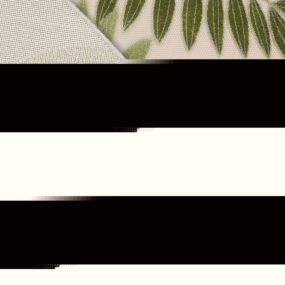 8' Ivory And Green Round Palm Leaf Indoor Outdoor Area Rug HomeRoots