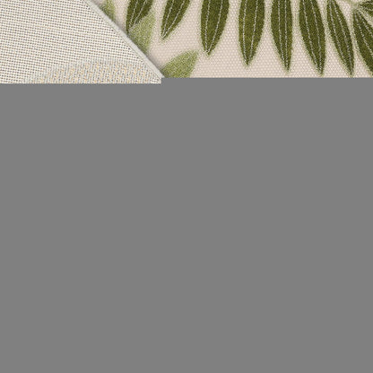 8' Ivory And Green Round Palm Leaf Indoor Outdoor Area Rug HomeRoots