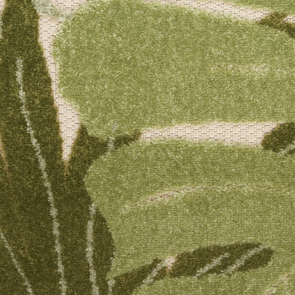 8' Ivory And Green Round Palm Leaf Indoor Outdoor Area Rug HomeRoots