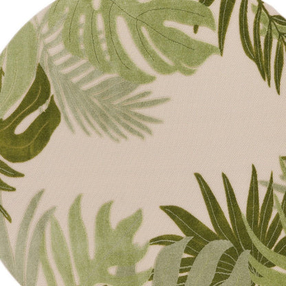 8' Ivory And Green Round Palm Leaf Indoor Outdoor Area Rug HomeRoots