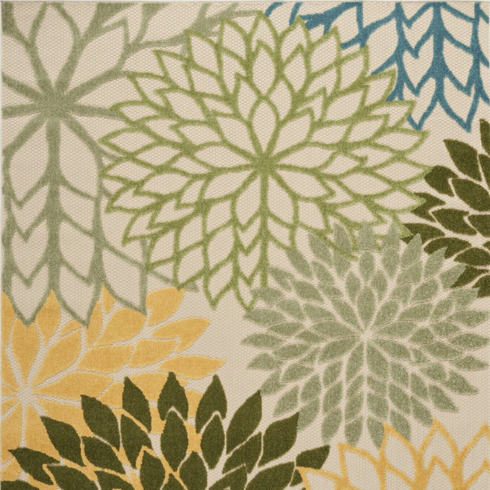 6' X 9' Dark Green Green Yellow And Blue Floral Indoor Outdoor Area Rug HomeRoots