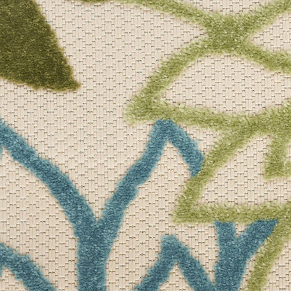 6' X 9' Dark Green Green Yellow And Blue Floral Indoor Outdoor Area Rug HomeRoots