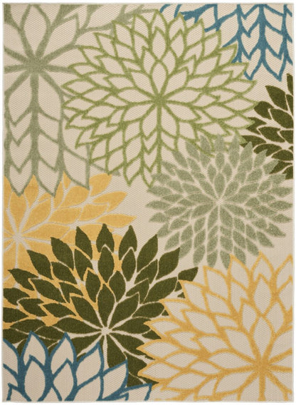 6' X 9' Dark Green Green Yellow And Blue Floral Indoor Outdoor Area Rug HomeRoots