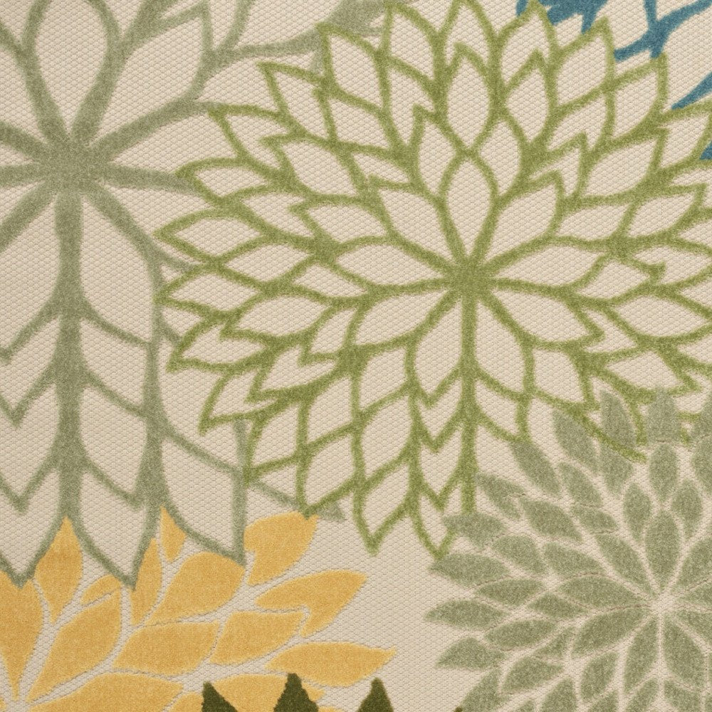 6' X 9' Dark Green Green Yellow And Blue Floral Indoor Outdoor Area Rug HomeRoots