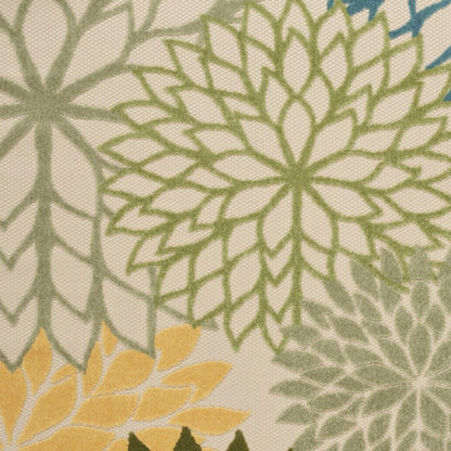 6' X 9' Dark Green Green Yellow And Blue Floral Indoor Outdoor Area Rug HomeRoots