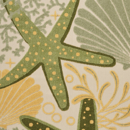 6' X 9' Green And Yellow Starfish Indoor Outdoor Area Rug HomeRoots