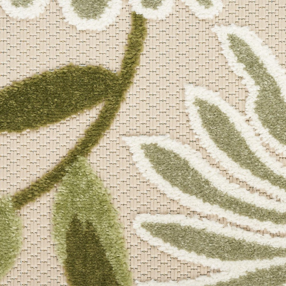 6' X 9' Ivory And Green Floral Indoor Outdoor Area Rug HomeRoots