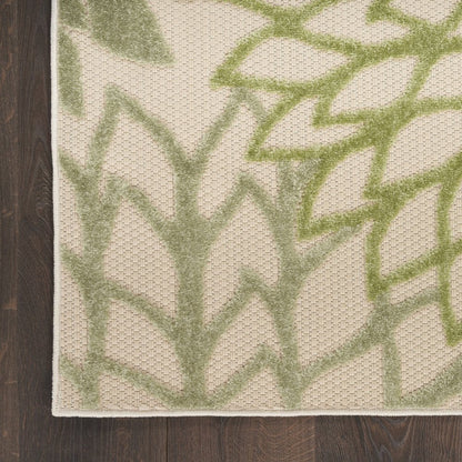 6' X 9' Ivory And Green Floral Indoor Outdoor Area Rug HomeRoots