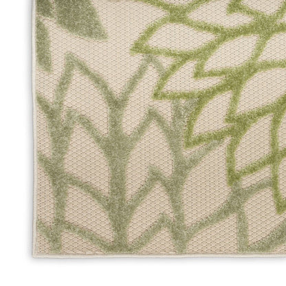 6' X 9' Ivory And Green Floral Indoor Outdoor Area Rug HomeRoots