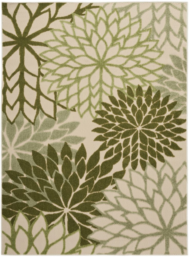 6' X 9' Ivory And Green Floral Indoor Outdoor Area Rug HomeRoots