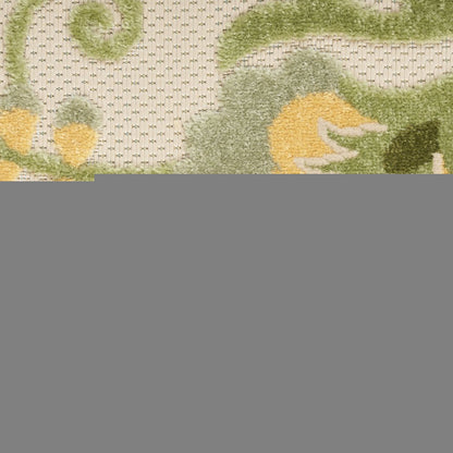 6' X 9' Ivory Green And Yellow Floral Indoor Outdoor Area Rug HomeRoots