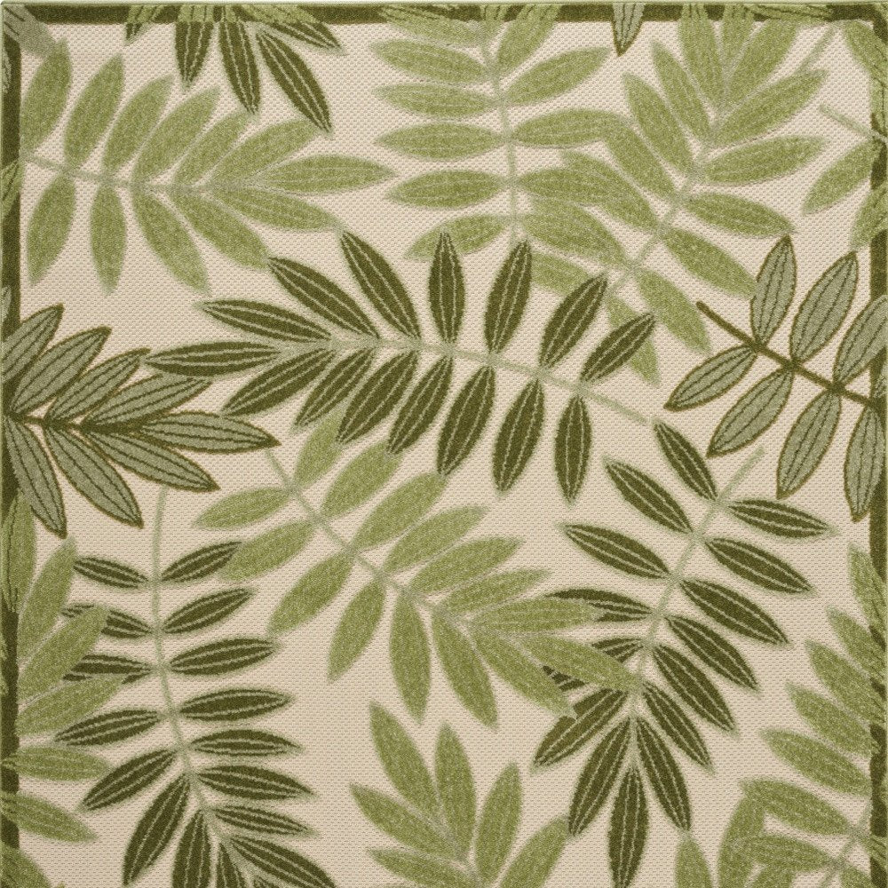 6' X 9' Ivory And Green Palm Leaf Indoor Outdoor Area Rug HomeRoots