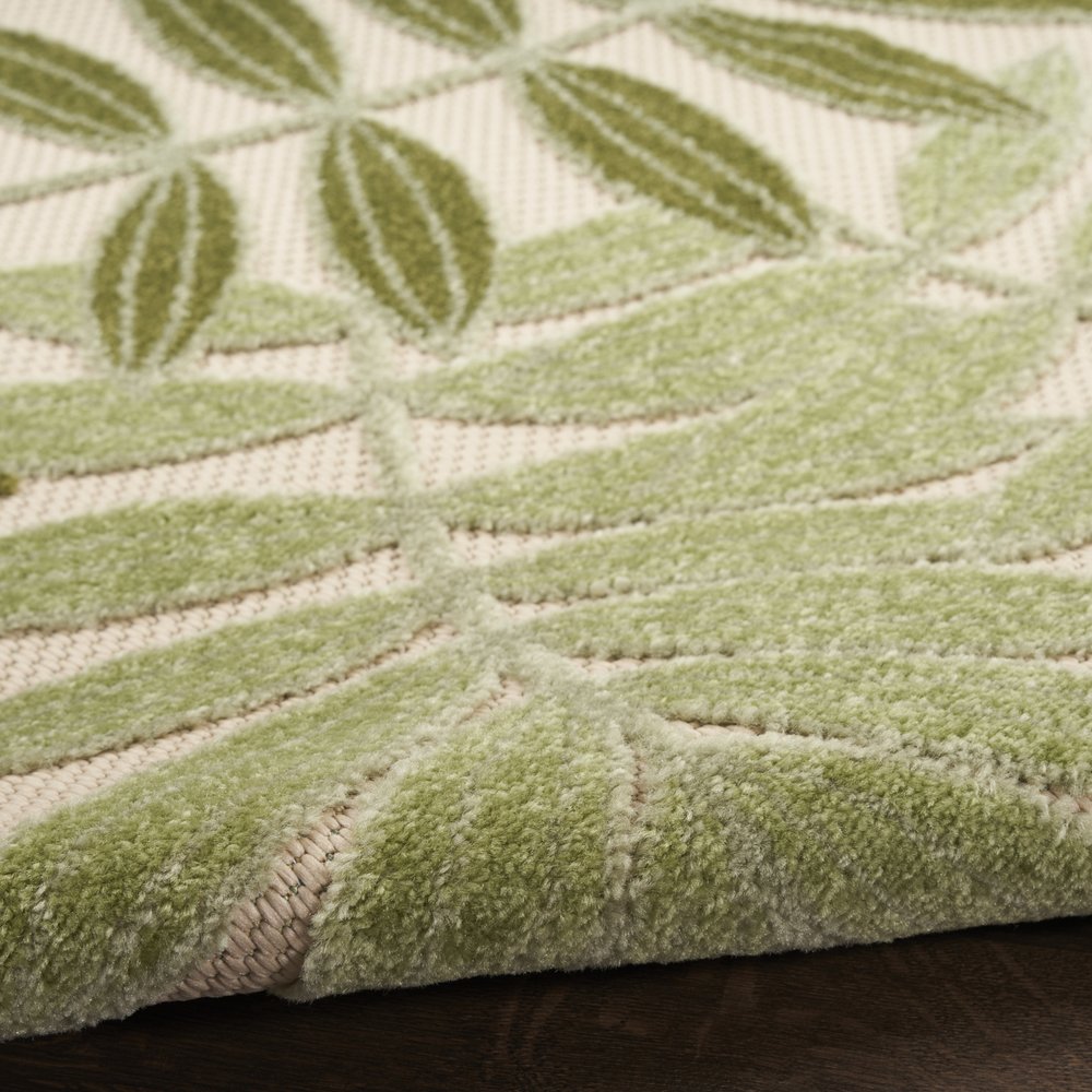 6' X 9' Ivory And Green Palm Leaf Indoor Outdoor Area Rug HomeRoots