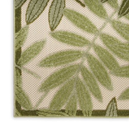 6' X 9' Ivory And Green Palm Leaf Indoor Outdoor Area Rug HomeRoots