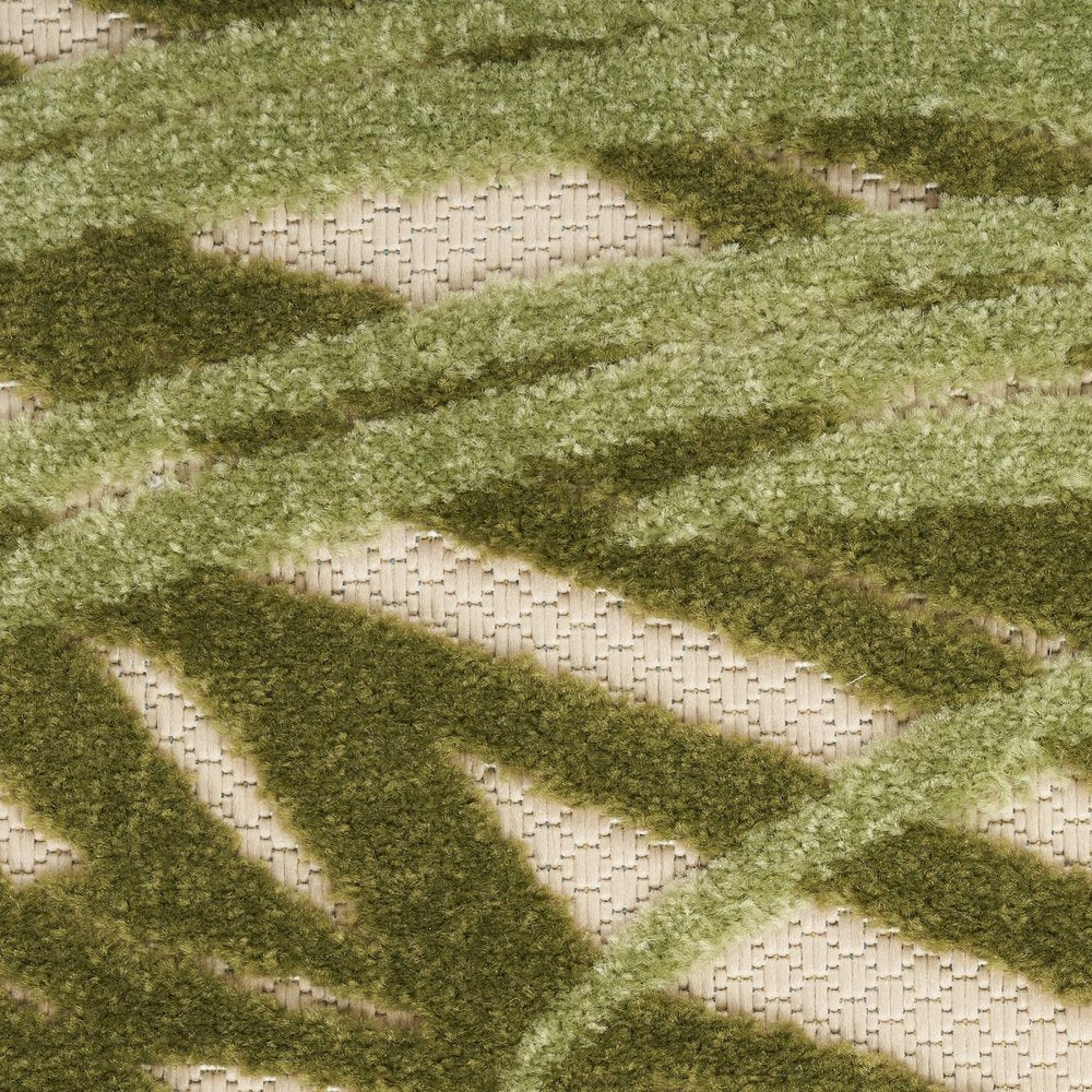 6' X 9' Ivory And Green Palm Leaf Indoor Outdoor Area Rug