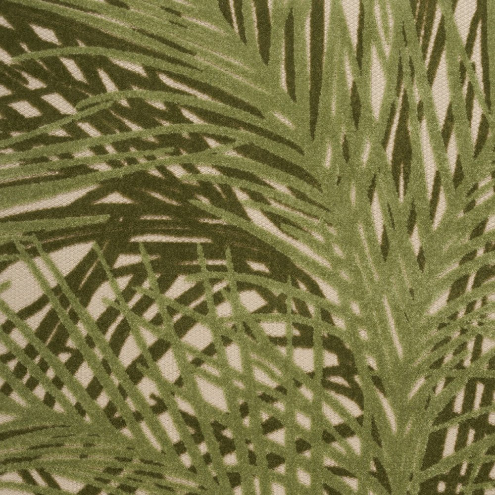 6' X 9' Ivory And Green Palm Leaf Indoor Outdoor Area Rug