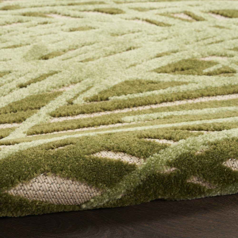 6' X 9' Ivory And Green Palm Leaf Indoor Outdoor Area Rug