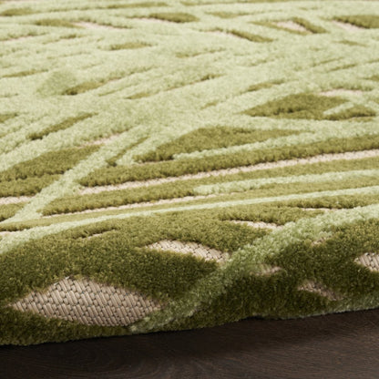 6' X 9' Ivory And Green Palm Leaf Indoor Outdoor Area Rug