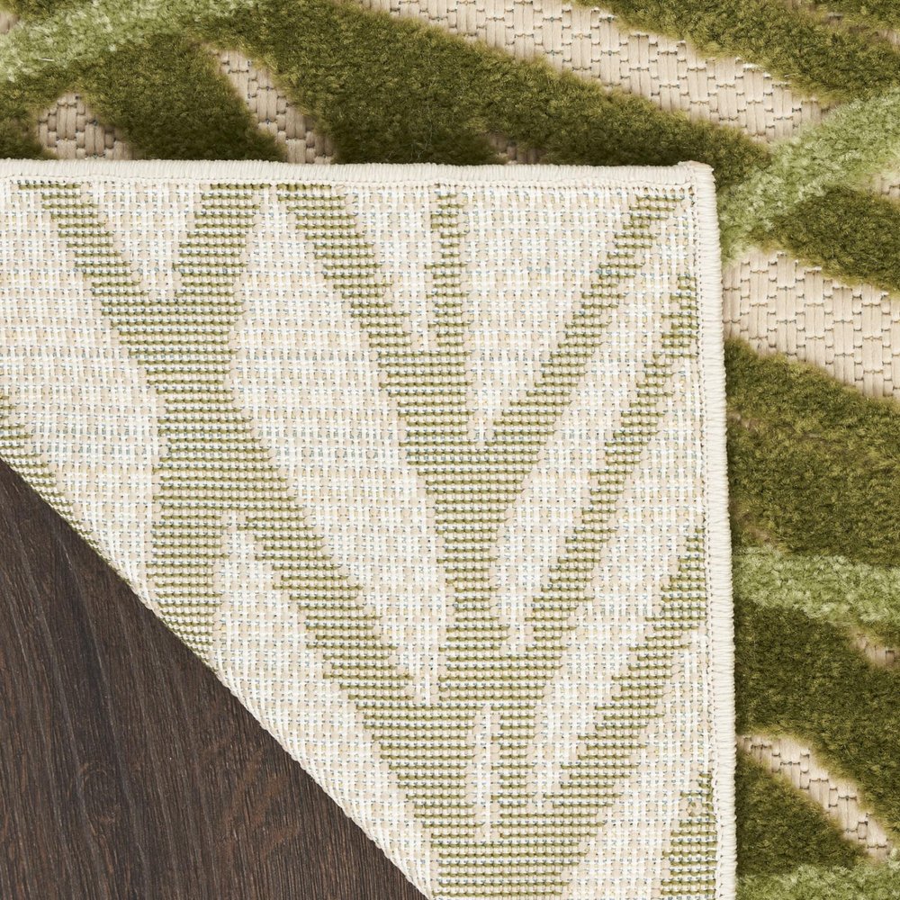 6' X 9' Ivory And Green Palm Leaf Indoor Outdoor Area Rug