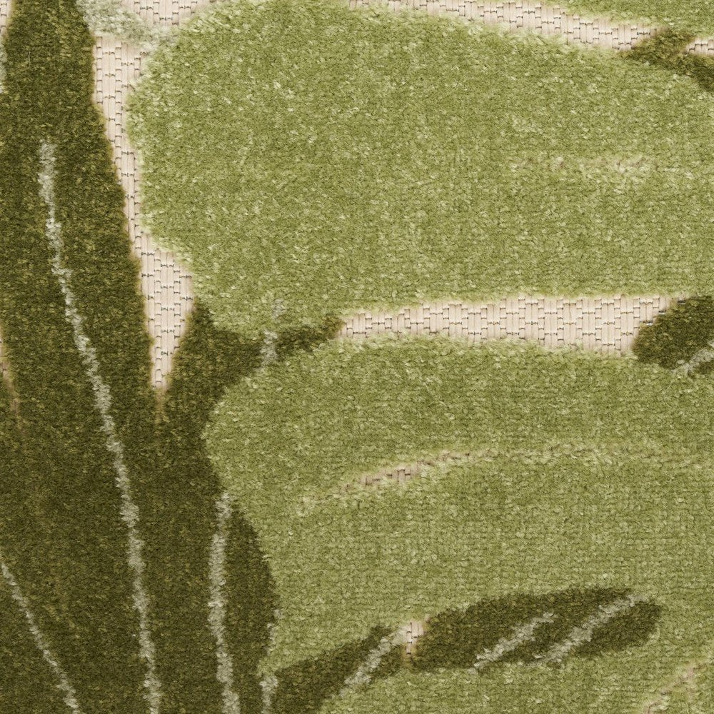 6' X 9' Ivory And Green Palm Leaf Indoor Outdoor Area Rug HomeRoots