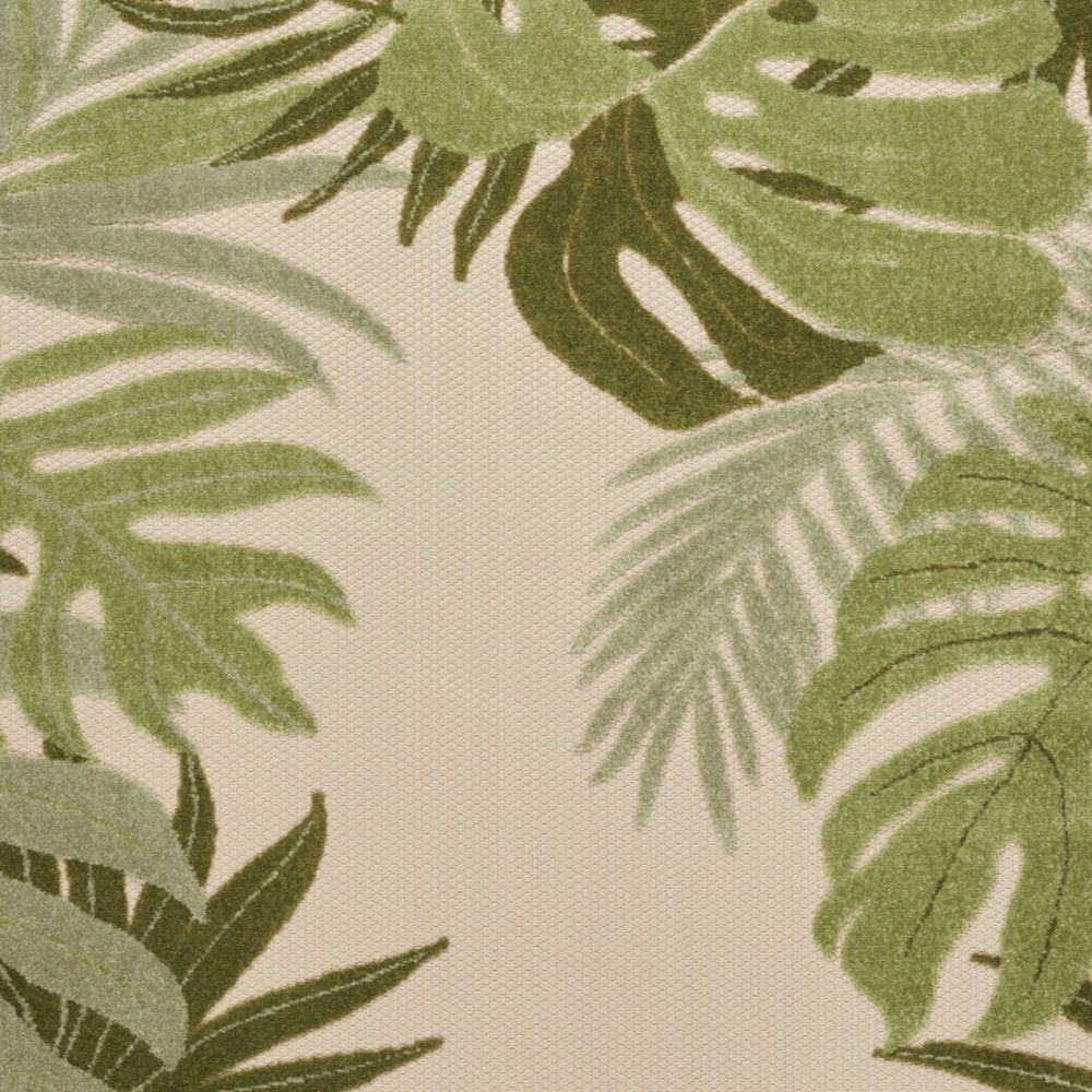 6' X 9' Ivory And Green Palm Leaf Indoor Outdoor Area Rug HomeRoots