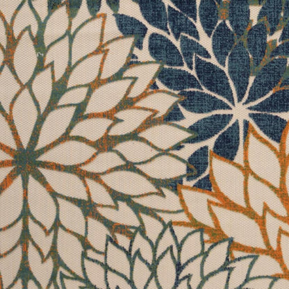8' X 11' Blue Green And Orange Floral Indoor Outdoor Area Rug HomeRoots