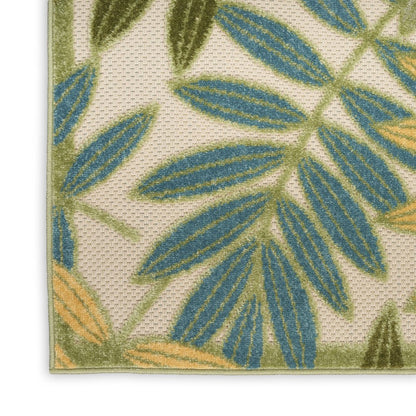 8' X 11' Blue Green And Yellow Palm Leaf Indoor Outdoor Area Rug HomeRoots