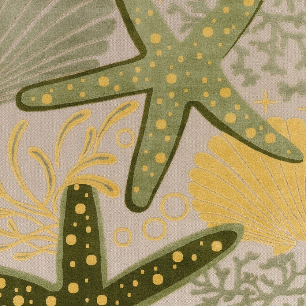 8' X 11' Ivory Green And Yellow Starfish Indoor Outdoor Area Rug HomeRoots