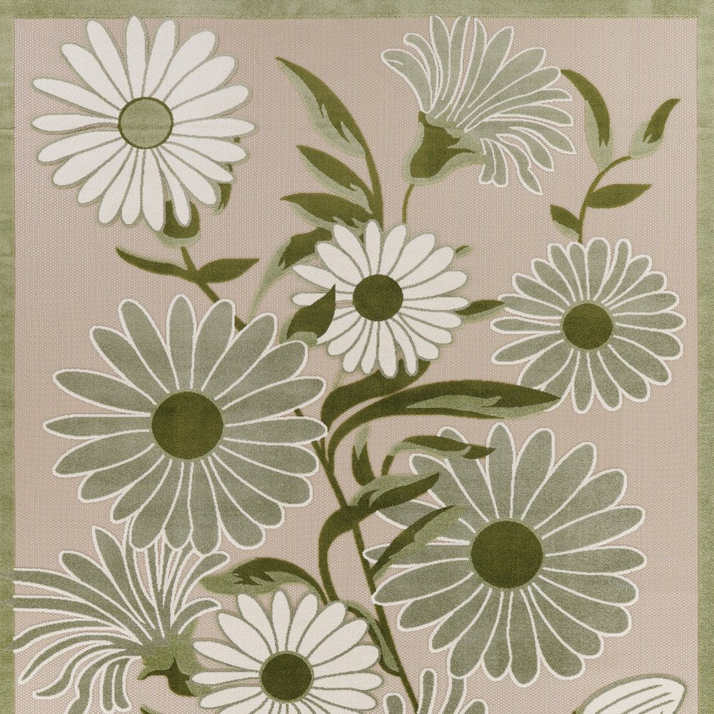 8' X 11' Ivory And Green Floral Indoor Outdoor Area Rug HomeRoots