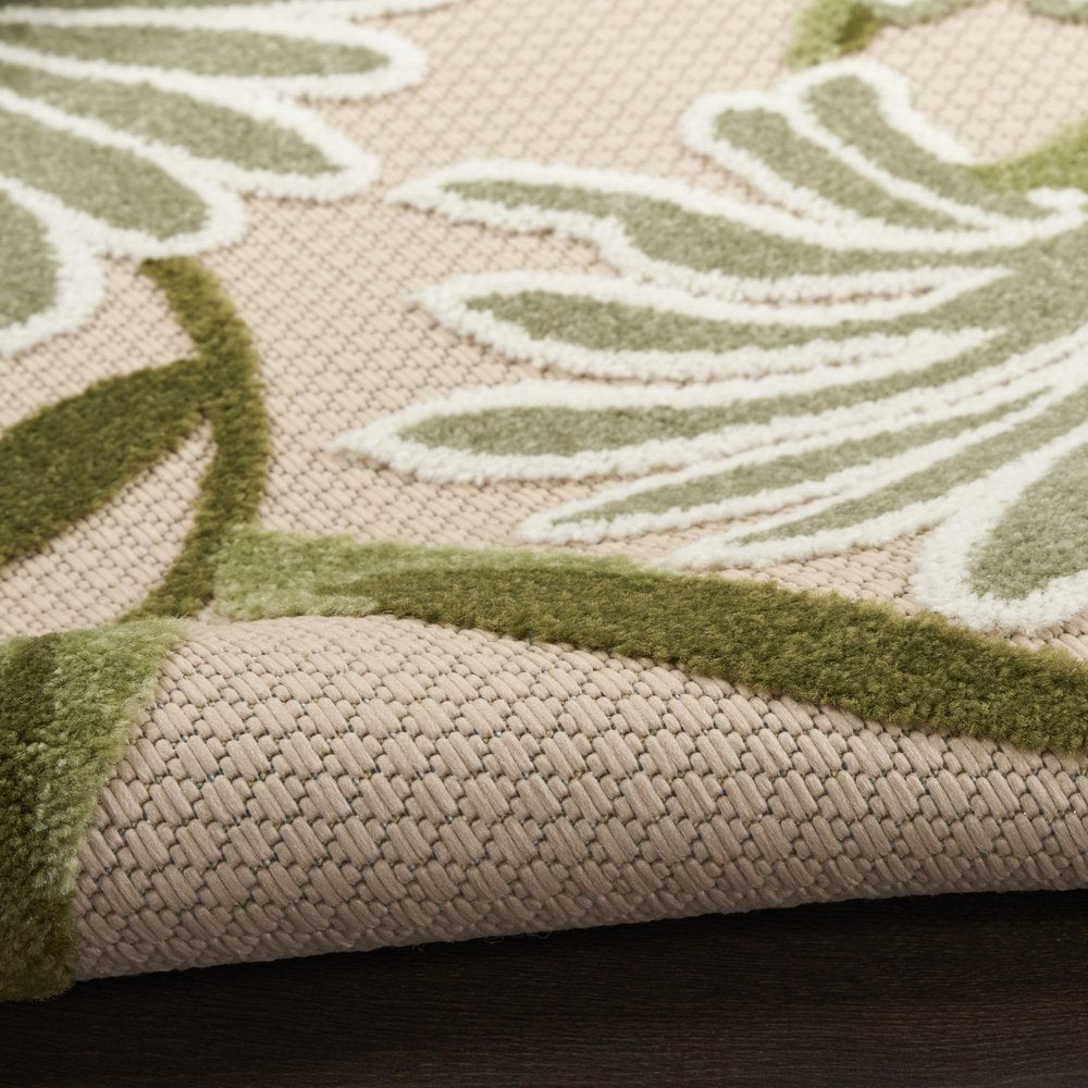 8' X 11' Ivory And Green Floral Indoor Outdoor Area Rug HomeRoots