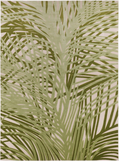 8' X 11' Ivory And Green Palm Leaf Indoor Outdoor Area Rug HomeRoots