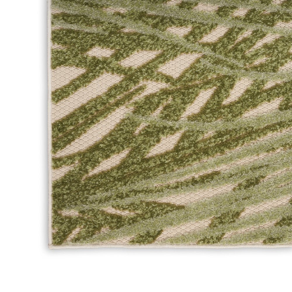 8' X 11' Ivory And Green Palm Leaf Indoor Outdoor Area Rug HomeRoots