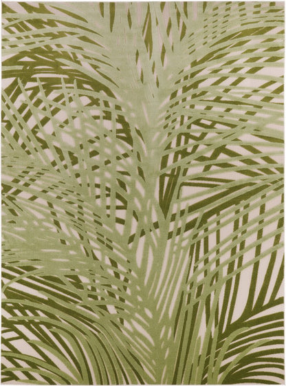 8' X 11' Ivory And Green Palm Leaf Indoor Outdoor Area Rug HomeRoots