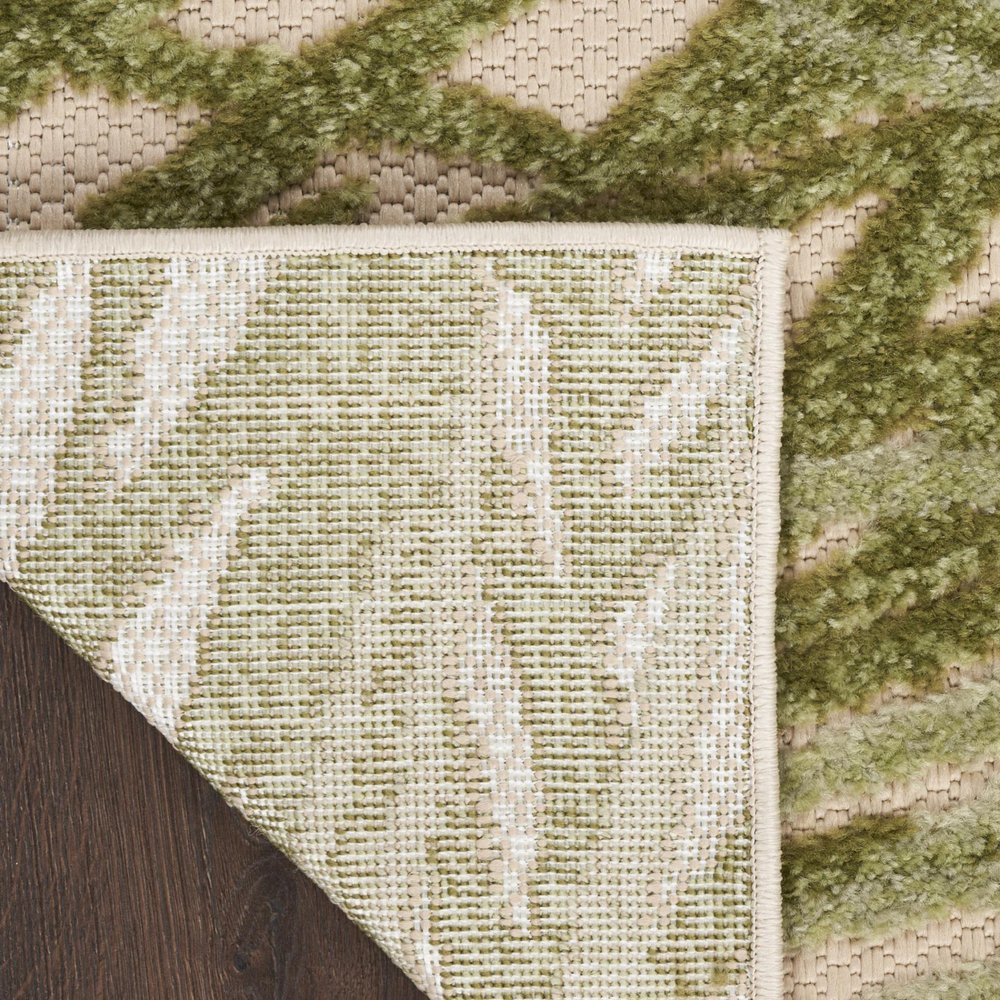 8' X 11' Ivory And Green Palm Leaf Indoor Outdoor Area Rug HomeRoots