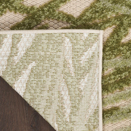 8' X 11' Ivory And Green Palm Leaf Indoor Outdoor Area Rug HomeRoots