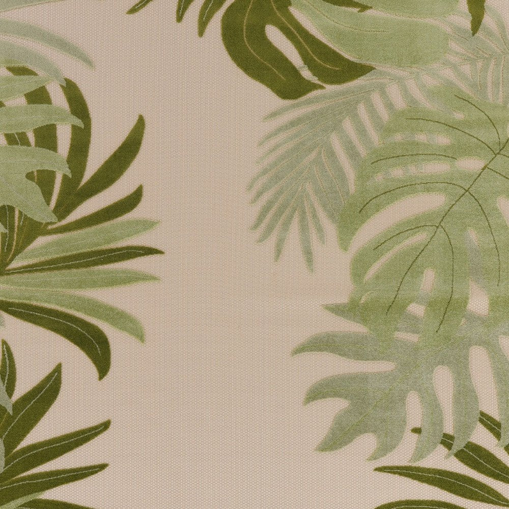 8' X 11' Ivory And Green Palm Leaf Indoor Outdoor Area Rug HomeRoots