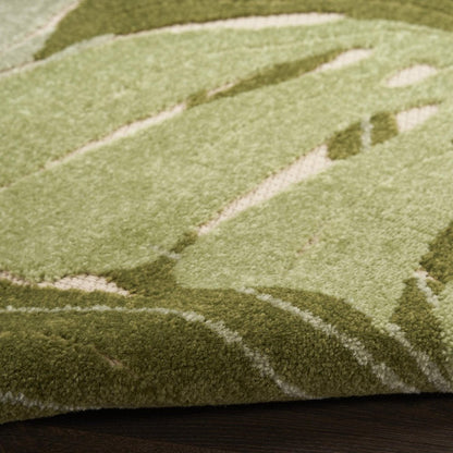 8' X 11' Ivory And Green Palm Leaf Indoor Outdoor Area Rug HomeRoots