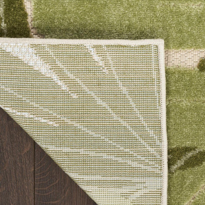 8' X 11' Ivory And Green Palm Leaf Indoor Outdoor Area Rug HomeRoots