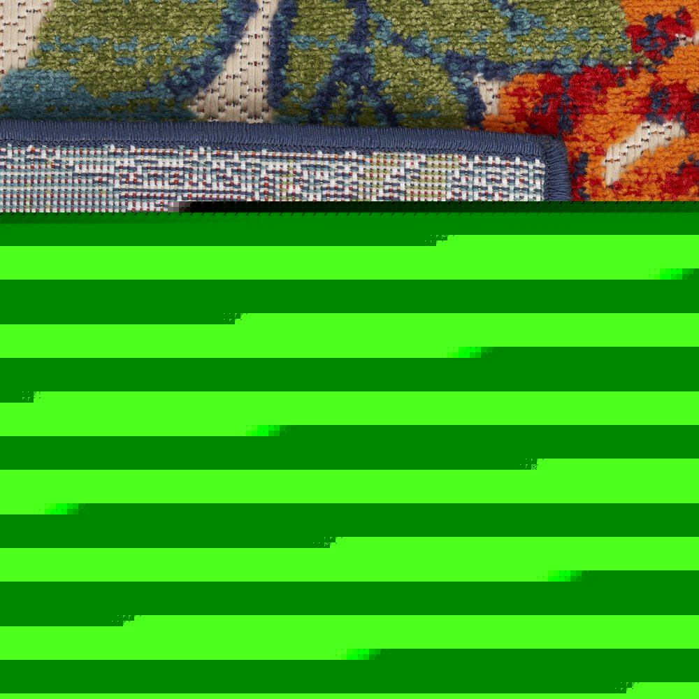 8' X 11' Ivory Blue And Orange Floral Indoor Outdoor Area Rug HomeRoots