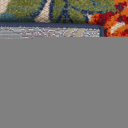 8' X 11' Ivory Blue And Orange Floral Indoor Outdoor Area Rug HomeRoots