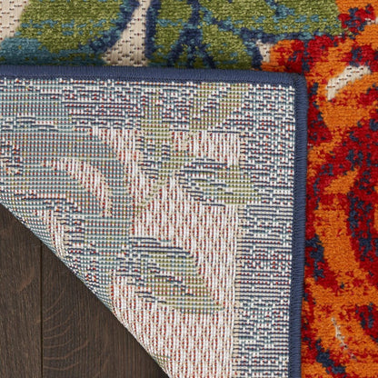 8' X 11' Ivory Blue And Orange Floral Indoor Outdoor Area Rug HomeRoots