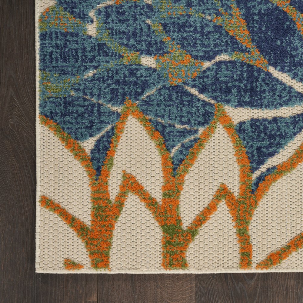 10' X 14' Blue Green And Orange Floral Indoor Outdoor Area Rug HomeRoots