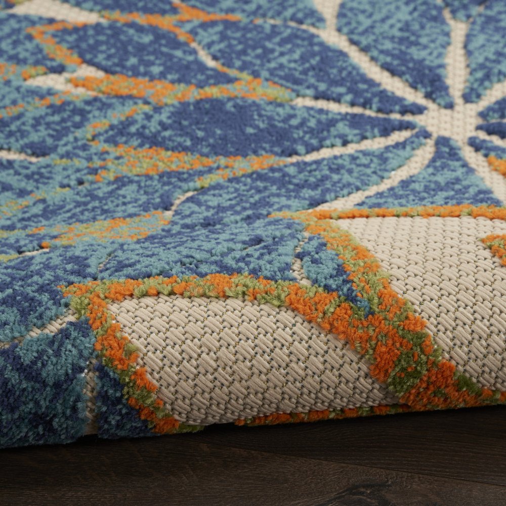 10' X 14' Blue Green And Orange Floral Indoor Outdoor Area Rug HomeRoots