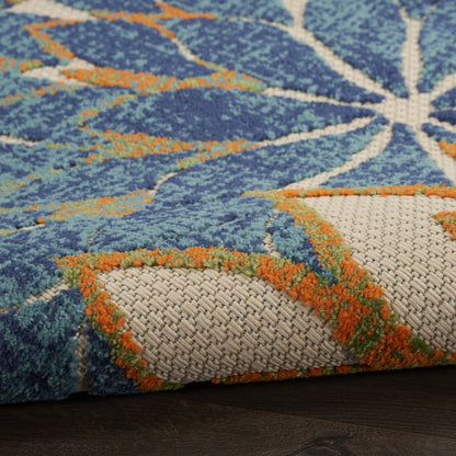 10' X 14' Blue Green And Orange Floral Indoor Outdoor Area Rug HomeRoots