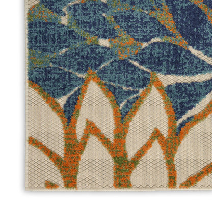 10' X 14' Blue Green And Orange Floral Indoor Outdoor Area Rug HomeRoots