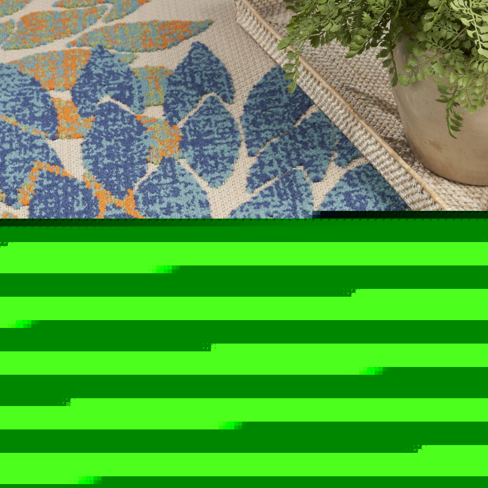 10' X 14' Blue Green And Orange Floral Indoor Outdoor Area Rug HomeRoots