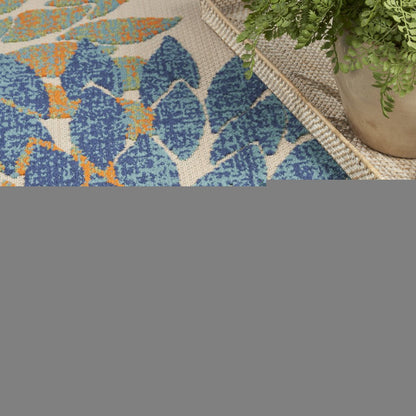 10' X 14' Blue Green And Orange Floral Indoor Outdoor Area Rug HomeRoots